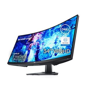 Dell S3422DWG Curved Gaming Monitor - 34-inch WQHD (3440x1440) 1800R Curved Display, 144Hz Refresh Rate (DisplayPort), VESA Display HDR 400, 90% DCI-P3, HDMI/DisplayPort/USB Connectivity - Black