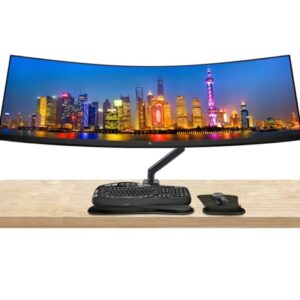 HP EliteDisplay E45c G5 45 inch 5120 x 1440 DQHD Curved Monitor, with Full Dock, HDMI, DisplayPort, USB-C, Speaker, MK550 Wireless Keyboard and Mouse, Gel Mouse and Wristpad, Dual Monitor Stand